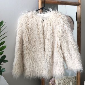 H&M Shaggy Fur Cream Jacket / Size XS